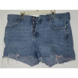 Forever 21 High rise Button Fly Cut off denim jean shorts Size 18 distressed